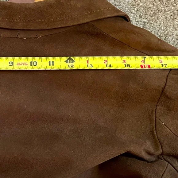 1960’s BROWN SUEDE jacket, medium-weight, button-down, 1960’s, sz 6 PETITE - Picture 5 of 7